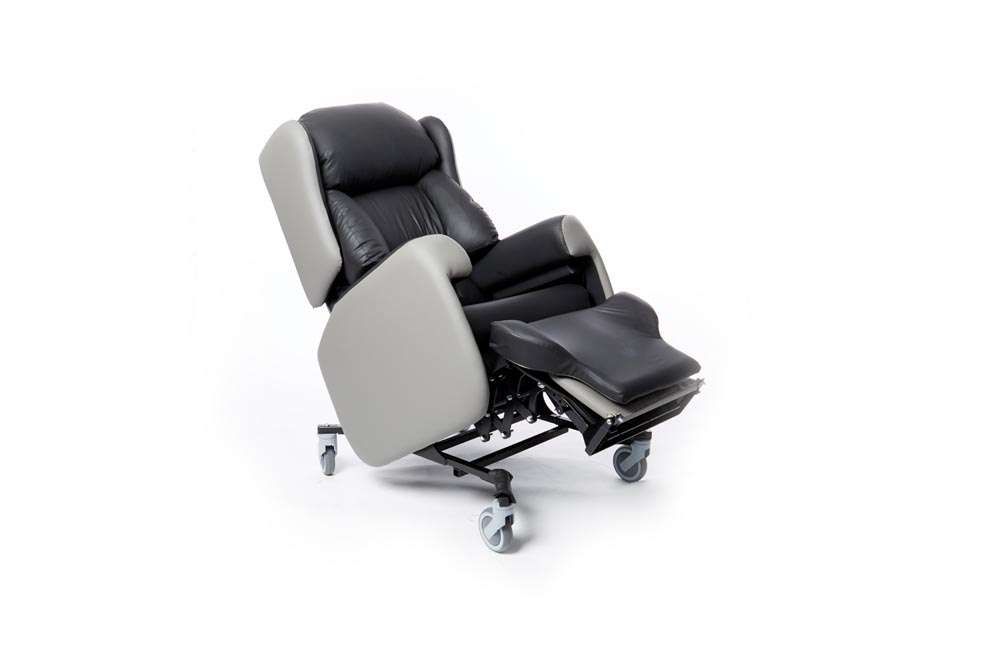 The Lento care chair in the tilt-in-space position.